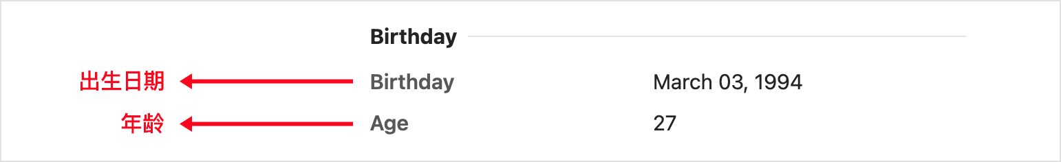 出生日期中英对照